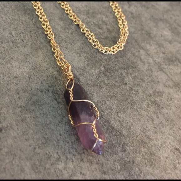 Natural Spiritual Amethyst Crystal Wired Necklace - Picture 8 of 8
